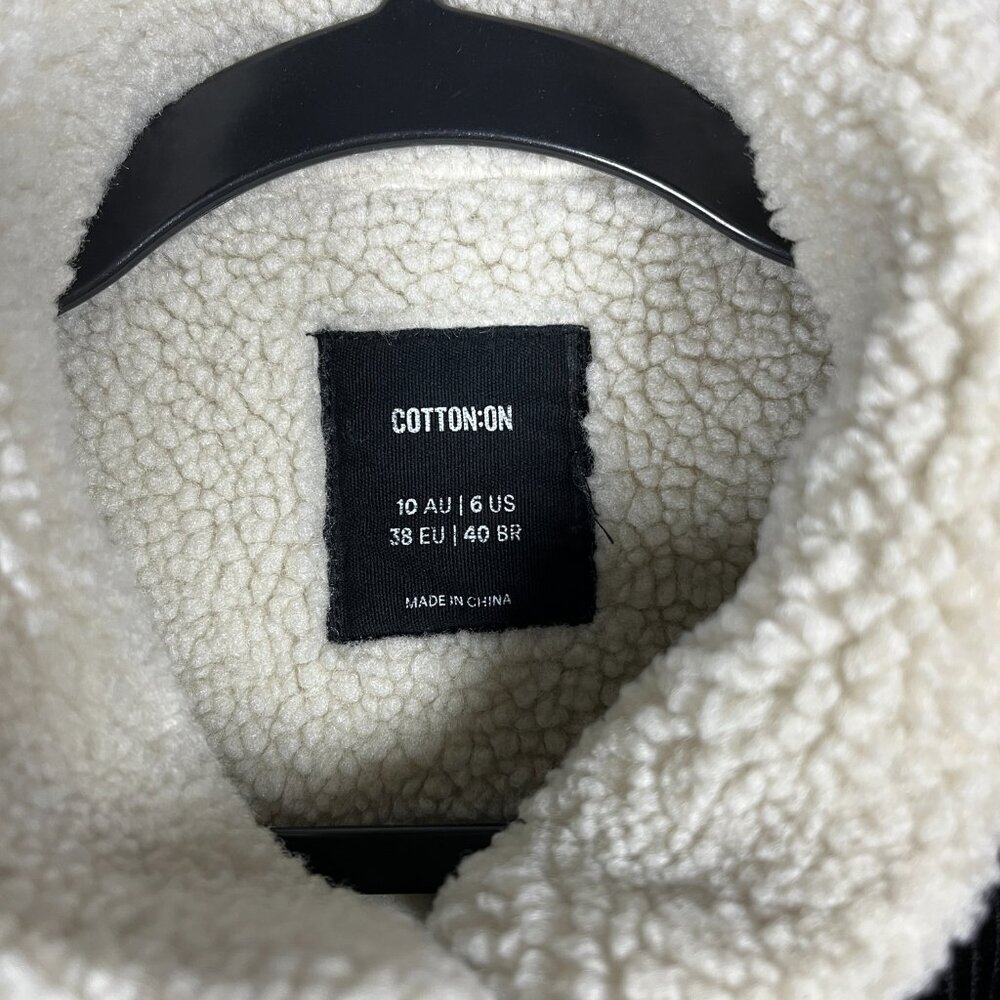 Cotton On Sherpa Lined Corduroy Jacket Size 6 Black Button Front Outerwear - Picture 4 of 10